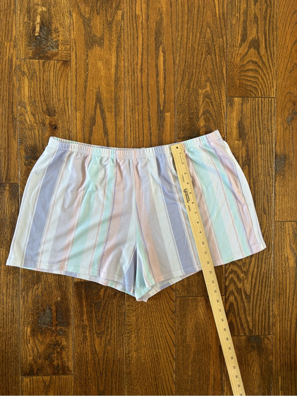 Boutique Pastel Striped Pajama Set | Short Sleeve Top & Shorts | XL - Picture 13 of 14